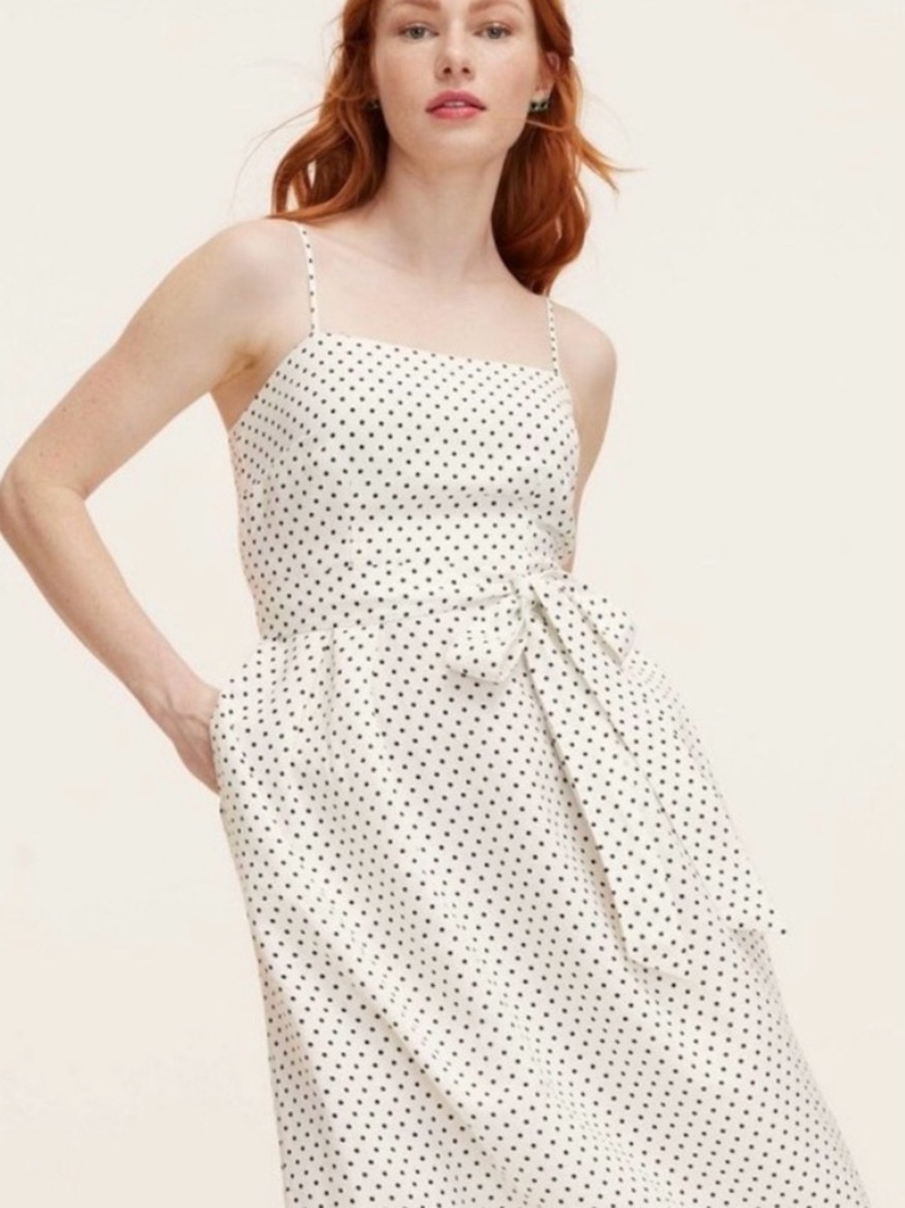 White Polka Dot Midi Dress with Tie-Waist Kate Spade X Target NWT